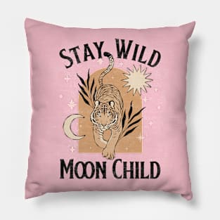 Stay Wild Moon Child Tiger Boho Pillow