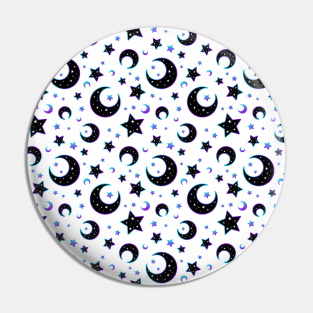 Mystical bright neon pattern with moon and stars Pin