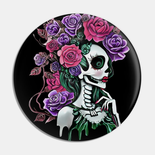 La catrina, calavera, Lady skull, sugar skull, dark, skeletons lovers, cool skulls, bones, gothic floral lady Pin by Collagedream