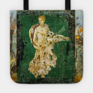 LEDA WITH SWAN ,POMPEII ,ANTIQUE ROMAN WALL PAINTINGS Flower Garden Flying Birds ,Quince and Apple Trees Tote