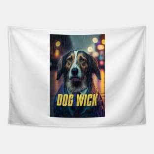 Dog Wick #5 with text Tapestry