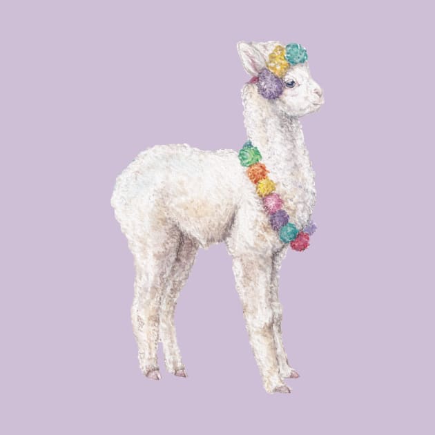 Baby Decorated Watercolor Llama by wanderinglaur