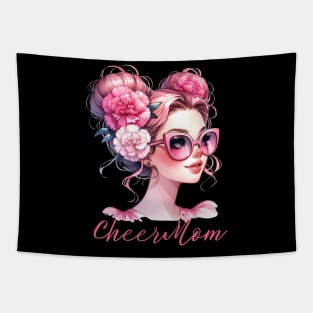 Cheer Mom Cheerleader Mama Life Messy Bun Mother's Day Tapestry