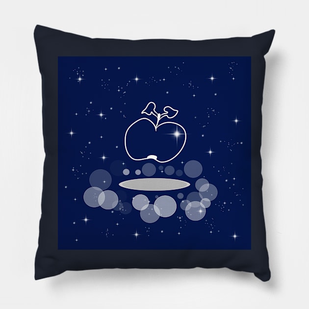 apple, fruit, food, diet, vegetarianism, harvest, illustration, shine, stars, beautiful, style, glitter, space, galaxy Pillow by grafinya