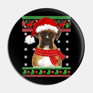 Boxer Dog Ugly Sweater Christmas Puppy Dog Lover Pin