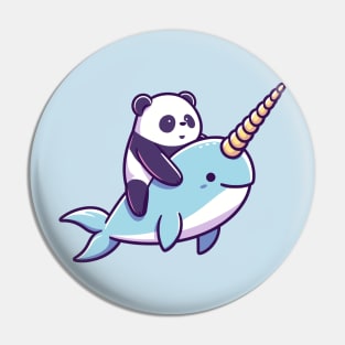 cute panda riding narwhal Pin