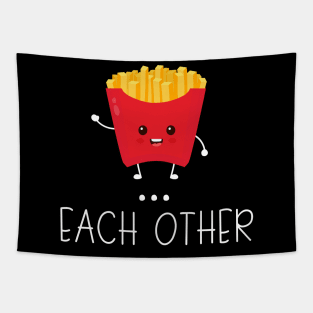 Made For Each Other Hamburger Fries Couple Matching Tapestry