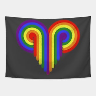 Retro Swirl Rainbow Heart Tapestry