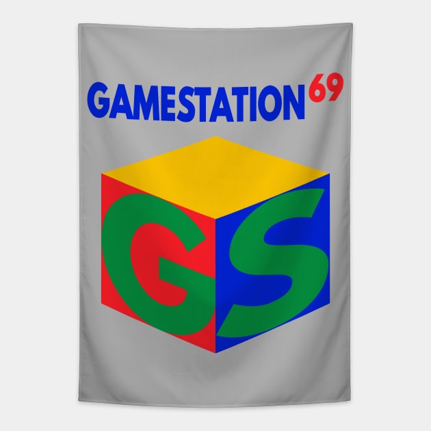 Gamestation 69 - Funny 90's Off Brand Parody Tapestry by blueversion