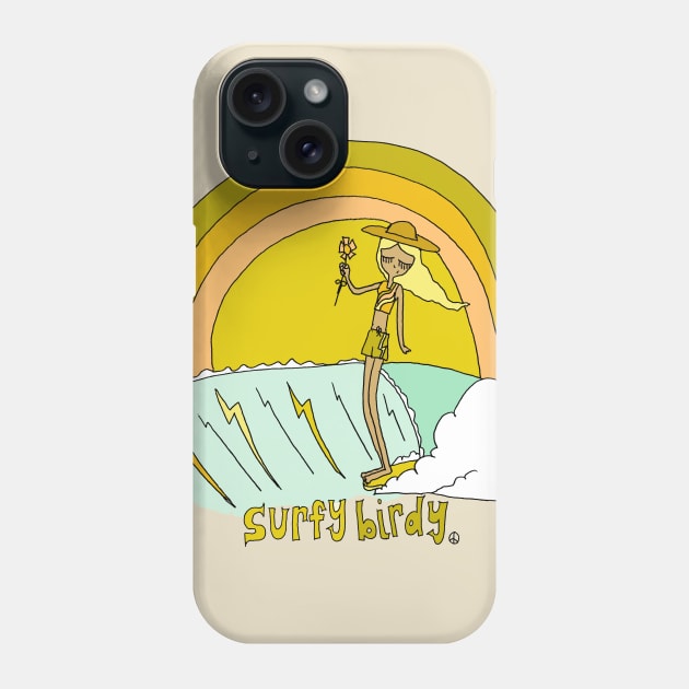 Surfy Birdy Rainbow Surf Flower Power Tee Phone Case by surfybirdy