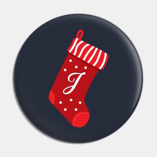 Christmas Stocking with Letter J Pin