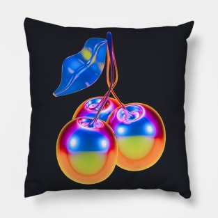 Aesthetic Chrome Cherries Pillow