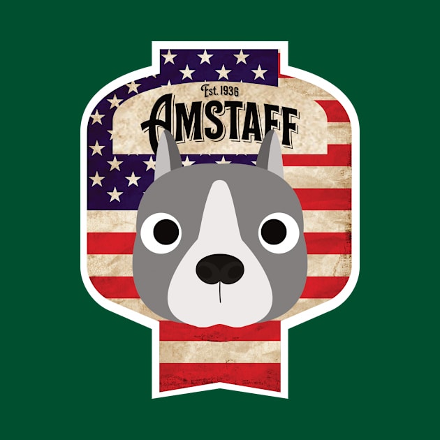 American Staffordshire Terrier - Distressed Union Jack Amstaff Beer Label Design by DoggyStyles