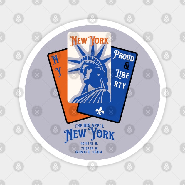 New york playing cards graphic in Knicks colors - New York City - Magnet