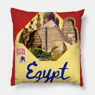 Egypt History in a Postcard Art Collage Pillow