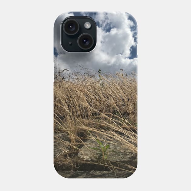 Believe, hope and be happy. Picturesque cumulus cloud scenery with windy bush plants Phone Case by Khala