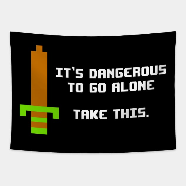 It's Dangerous To Go Alone - Retro Sword Tapestry by wookiemike