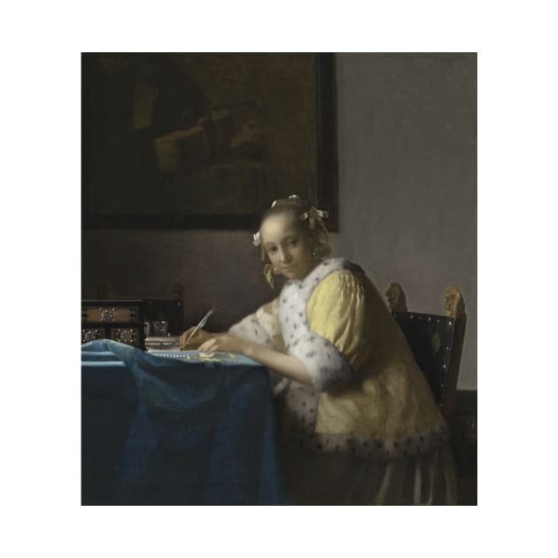 A Lady Writing by Jan Vermeer by Classic Art Stall