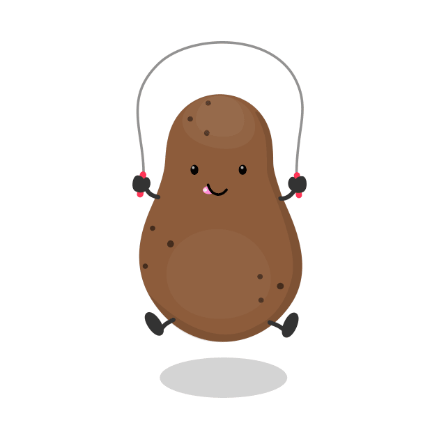 Cute happy potato jumping rope cartoon by FrogFactory