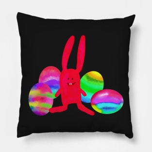 Pink Bunny and Painted Easter Eggs | Cherie's Art(c) Pillow