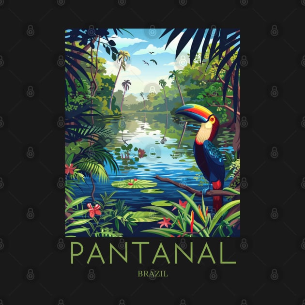 A Pop Art Travel Print of Pantanal - Brazil by Studio Red Koala