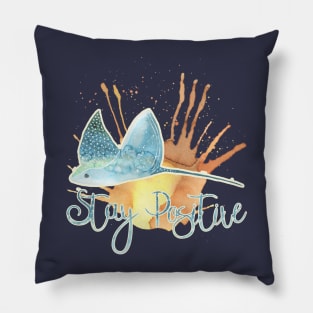 Stay Positive Stingray Watercolor Pillow