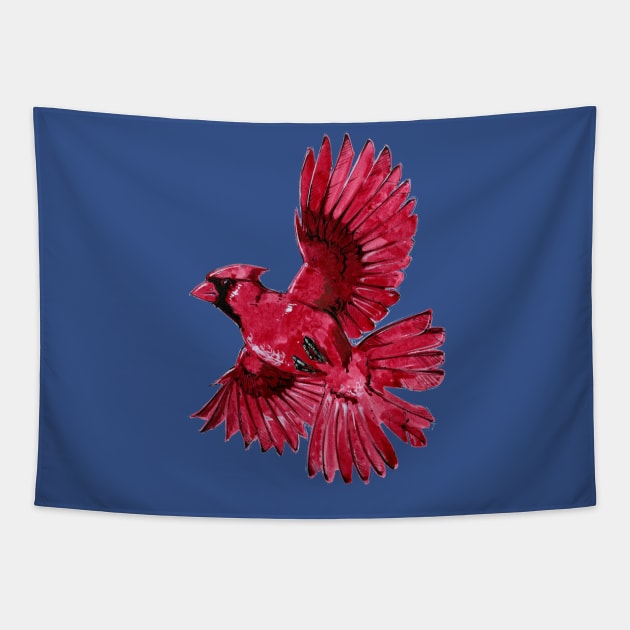 Watercolor Cardinal 1 Tapestry by A.E. Kieren Illustration