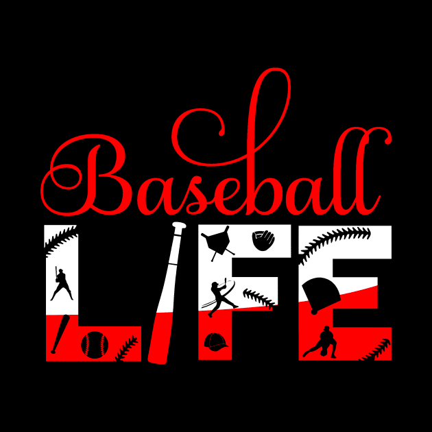 Men_s Women_s T Shirt Baseball Life White Red Ball Funny by Simpsonfft