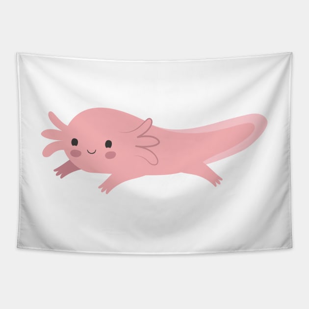 Pink Axolotl Tapestry by cheekyfoxart