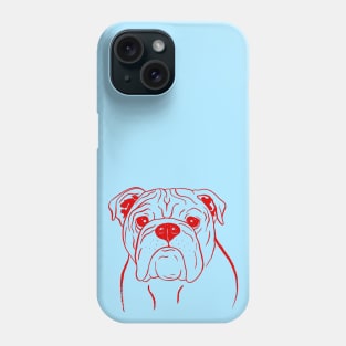 English Bulldog (Light Blue and Red) Phone Case