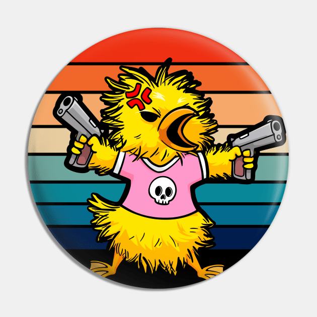 Pew-Pew Paddler: The Quacktastic Gun-Toting Duck Design Pin by Holymayo Tee