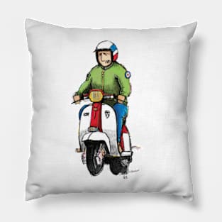 Retro Scooter, Classic Scooter, Scooterist, Scootering, Scooter Rider, Mod Art Pillow