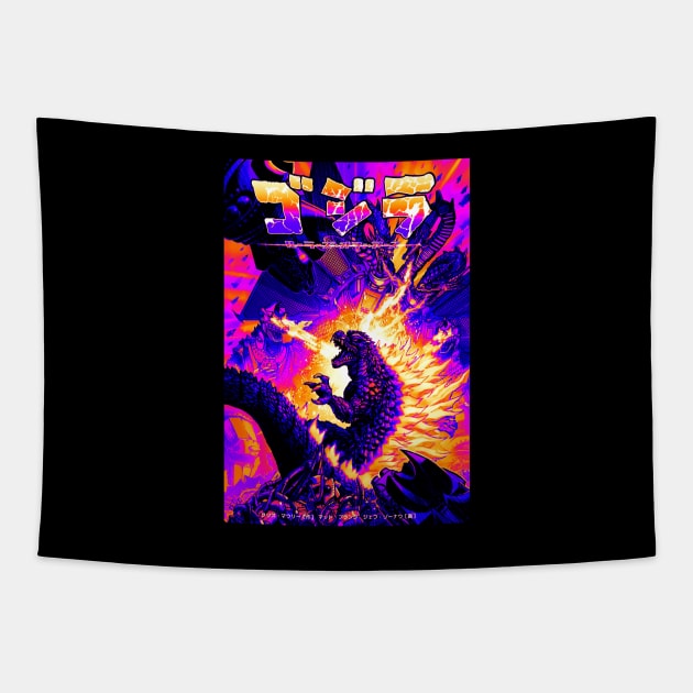 Retro Godzilla Alien Tapestry by Bentonhio