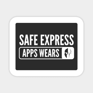 Secure Coding Safe Express Apps Wears Helmet Black Background Magnet