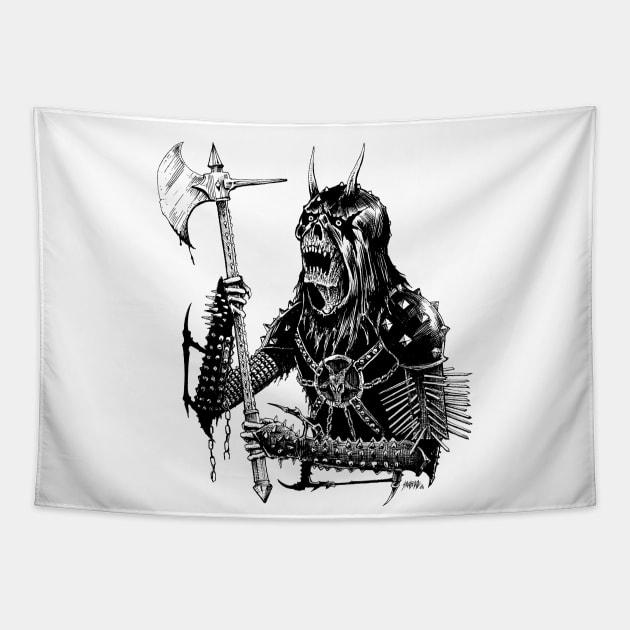 Black Metal Executioner (Light) Tapestry by sawblade666