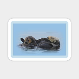 Wildlife gifts, mama sea otter and her babe Magnet