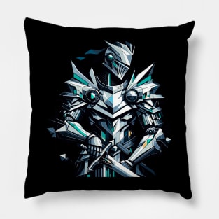 Modern Paladin: Futuristic Knight Pillow