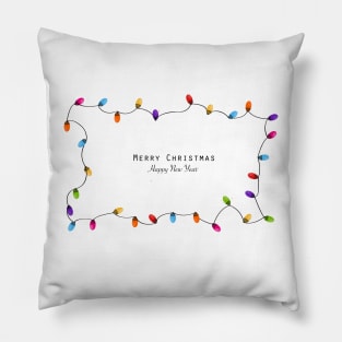 Colorful christmas frame light bulb Pillow