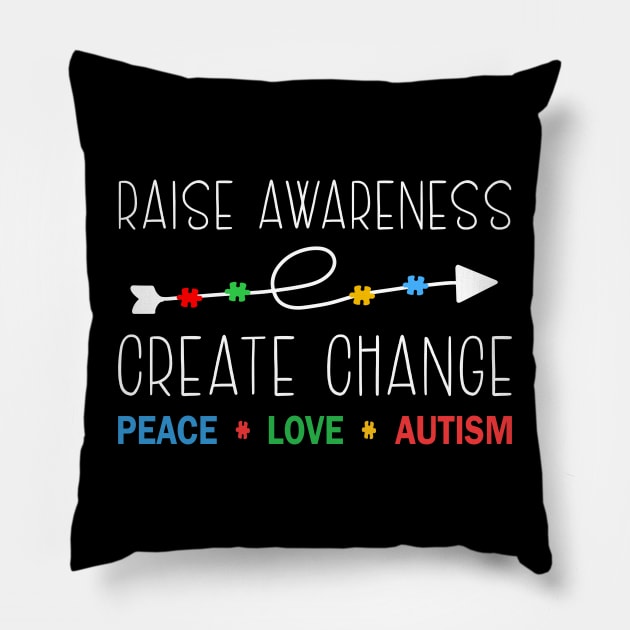 Raise Awareness, Create Change Pillow by GloriaArts⭐⭐⭐⭐⭐