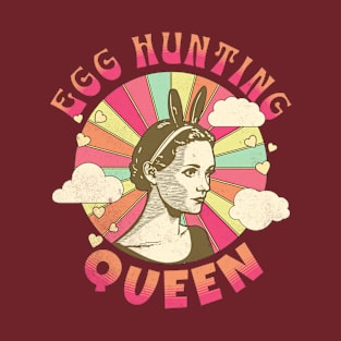 Egg Hunting Queen Retro Squad Season Funny Easter Day Womens T-Shirt