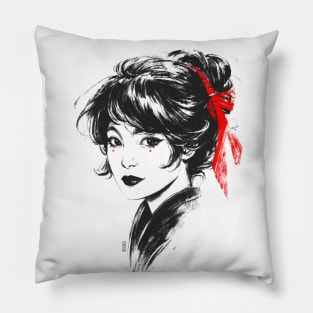 Red Ribbon Pillow