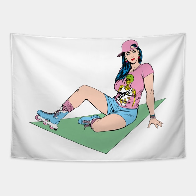 Roller Girl Tapestry by Pablo Romero Art