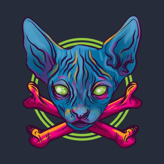 Cat and Cross Bones by Manfish Inc.