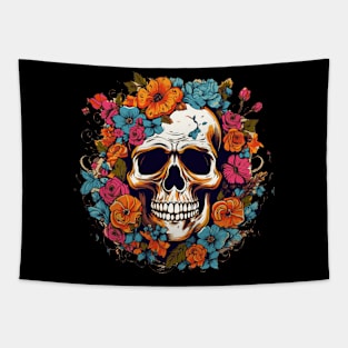 Skull Flower Guitar Fusion Tapestry