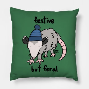 Festive but feral possum Pillow
