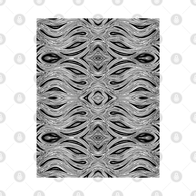 Miniature Aussie Tangle 023 Pattern in Black and White by Heatherian