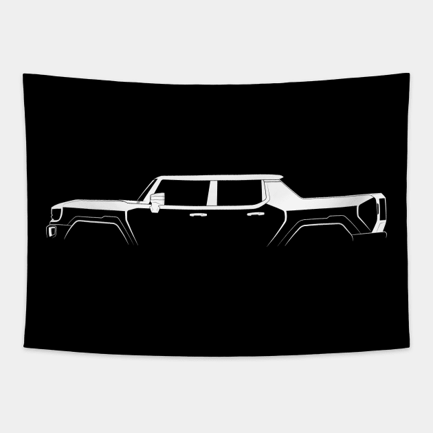GMC Hummer EV SUT Silhouette Tapestry by Car-Silhouettes
