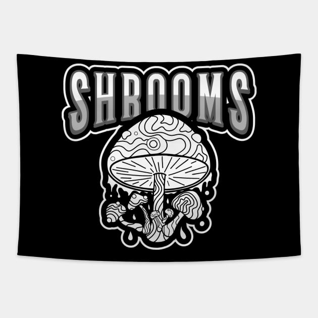 BLACK And White Shrooms Mushroom Lover Tapestry by SartorisArt1