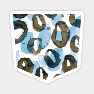 Pocket - Leopard Watercolor Circles Soft blue Magnet