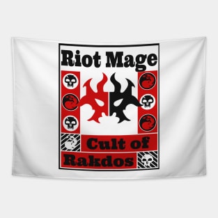 Cult of Rakdos | Riot Mage | MTG Ravnica Guild Black & Red on White Design Tapestry